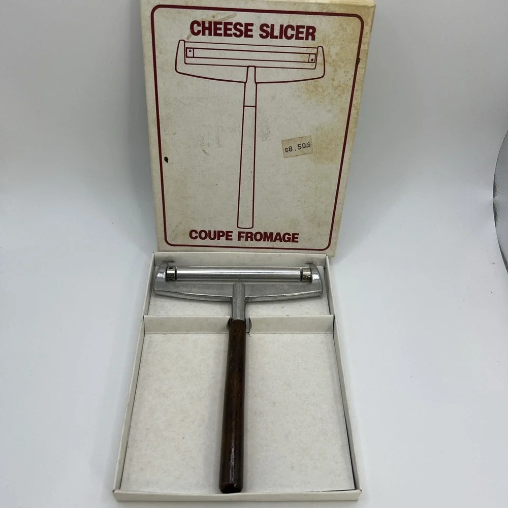 Vintage 80s Fox Run Craftsmen Cheese Slicer Coupe Fromage Wood Handle with‎ Box